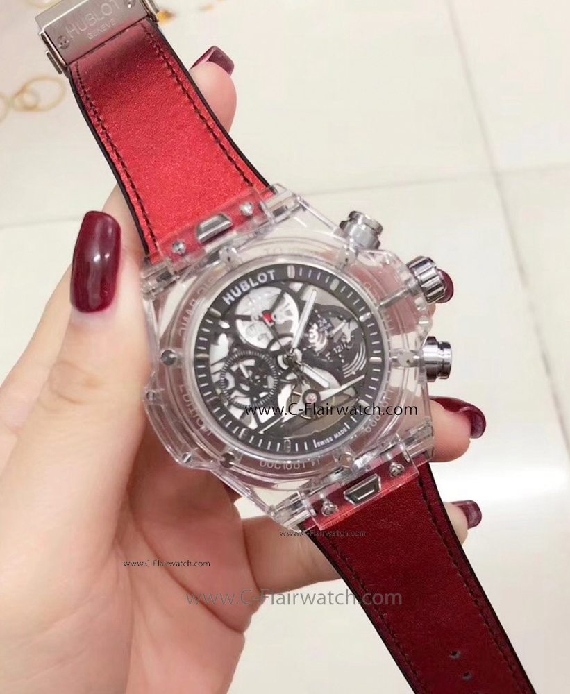 Best Replica Hublot Clear Watch Red Gummy Strap